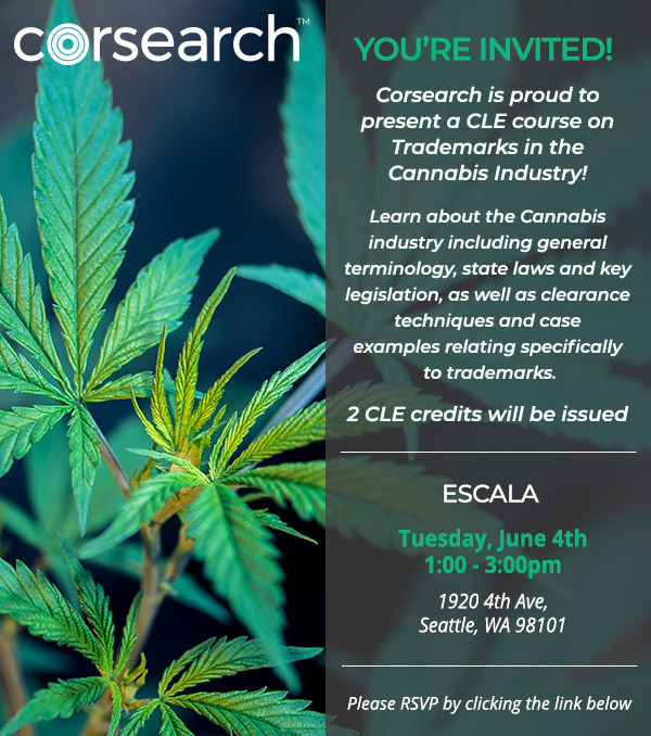 Corsearch Cannabis Trademark CLE Course Invite
